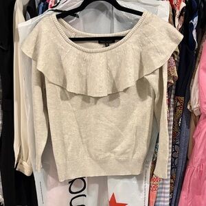 Banana Republic Cream Ruffle Neck Sweater